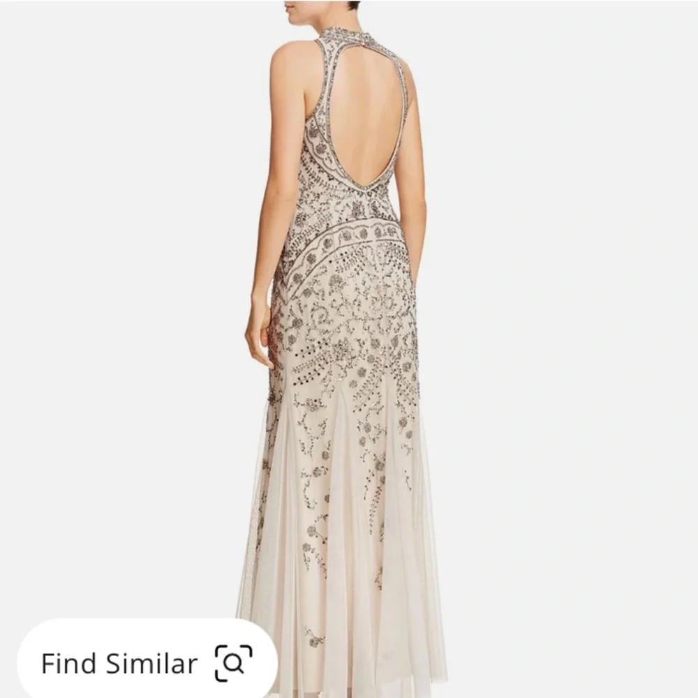 NWT Aidan Mattox Embellished Evening Dress Size 2 (Color Gun Metal) - Picture 2 of 16